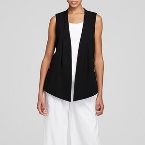 Women's Lafayette 148 Long Black Vest Zipper Detail Size Small NWT $498 Trending